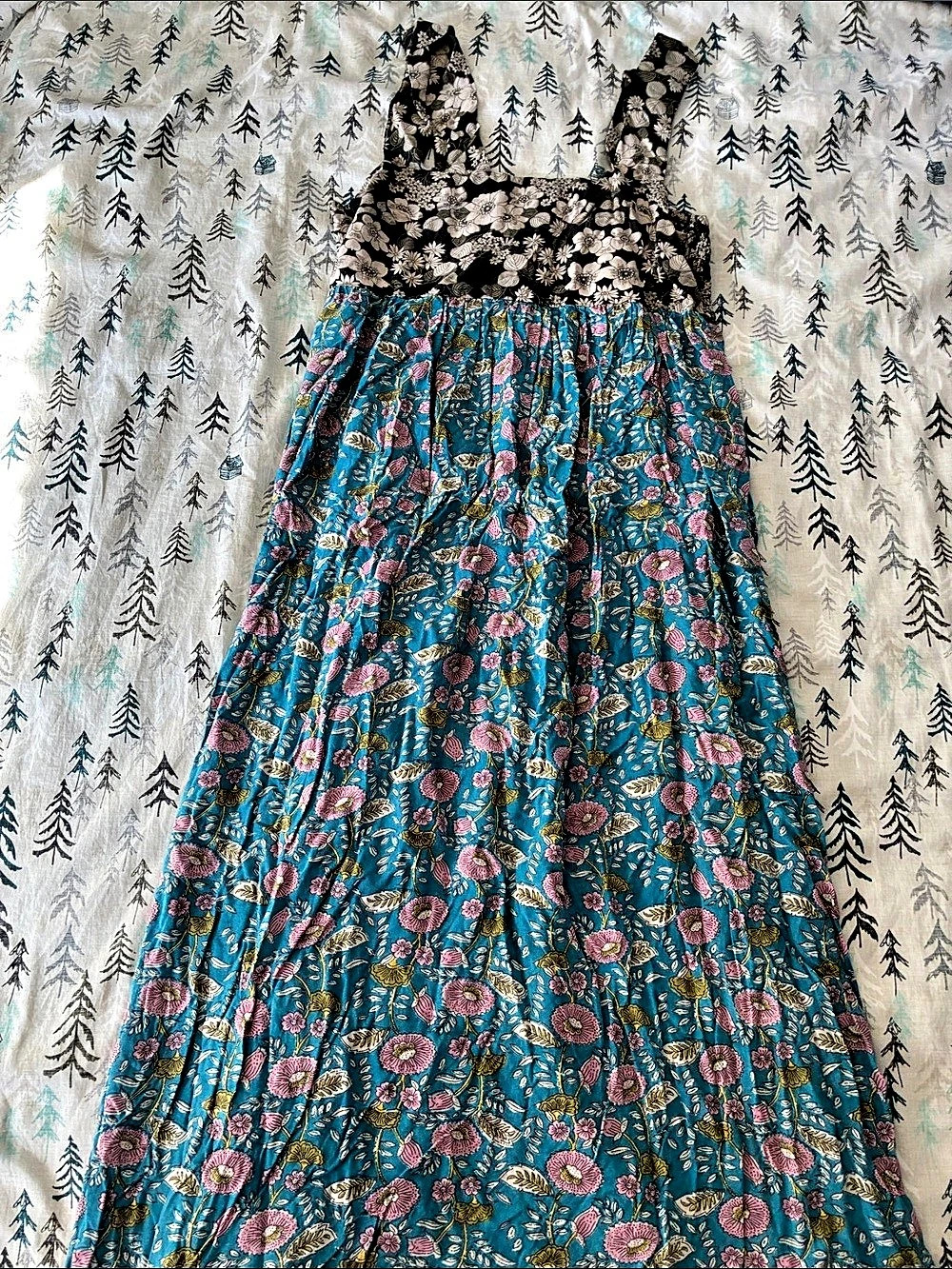 Natural Life Patti Side Slit Maxi Dress Blue & Black Medium